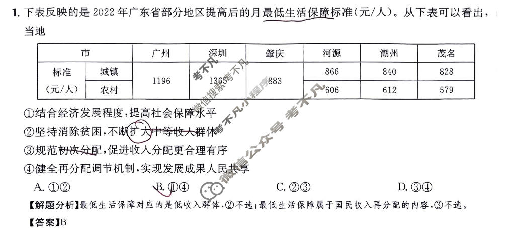 2024年高三第一轮复习周测卷[24·G3ZCJ(新高考)·思想政治-R-必考-QGA]思想政治(七)7答案