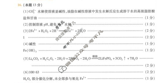 [金考卷·百校联盟(新高考卷)]2024年普通高等学校招生全国统一考试 领航卷(二)2化学答案