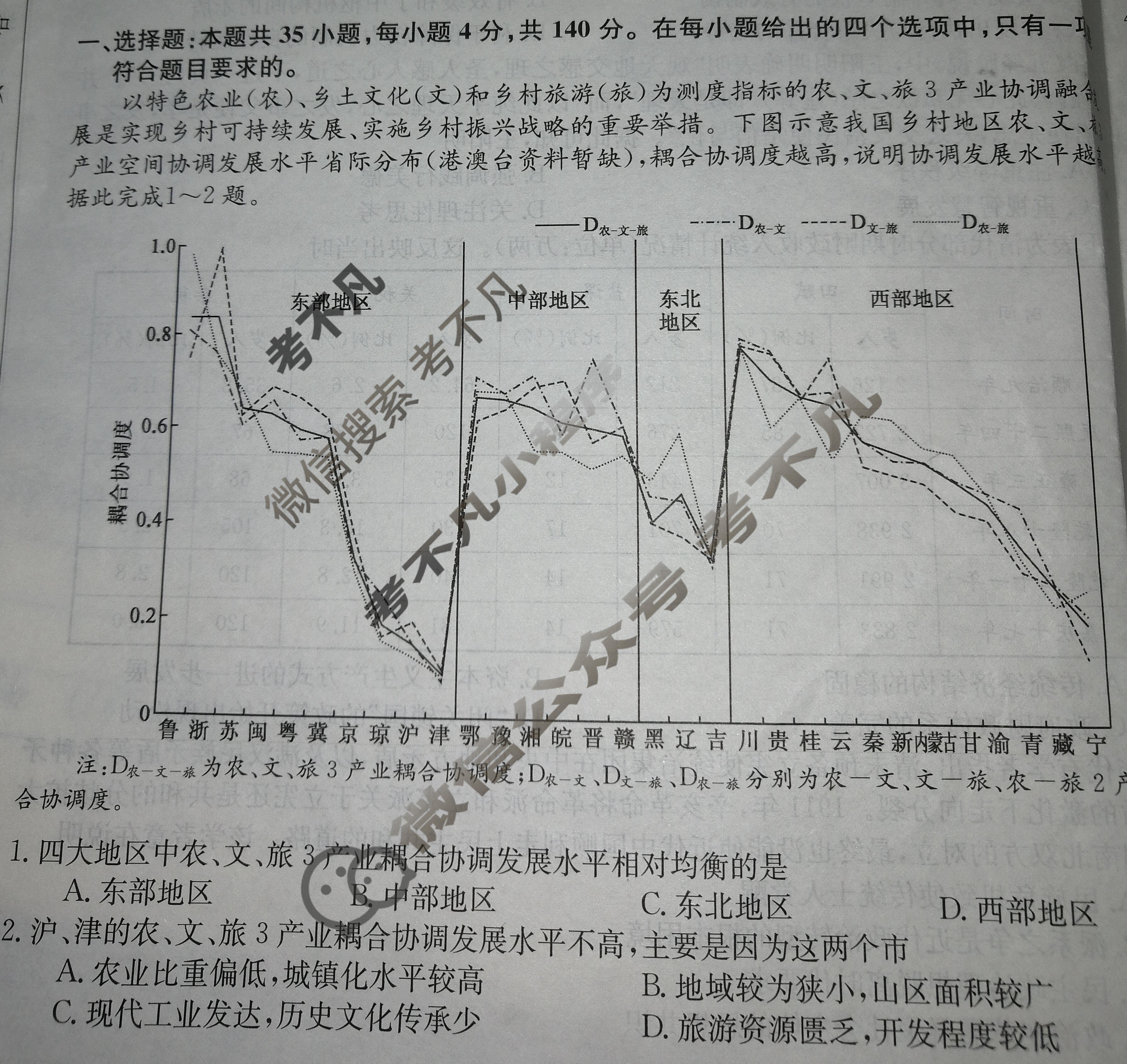 高三2024年普通高等学校招生全国统一考试·仿真模拟卷(一)1文科综合(新课标)试题