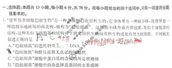 2024届全国高考分科调研模拟测试卷[XJC](六)6理科综合试题