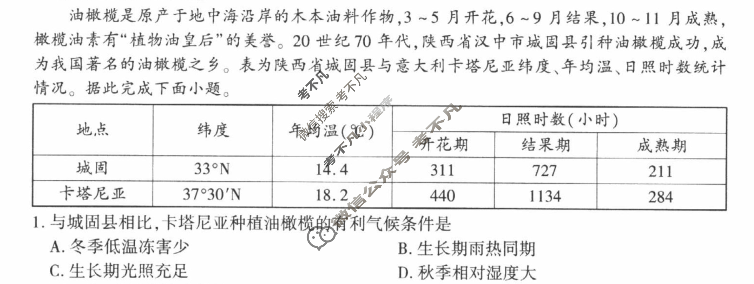 [百师联盟]2024届高三仿真模拟考试(一)1文科数学(全国卷)试题