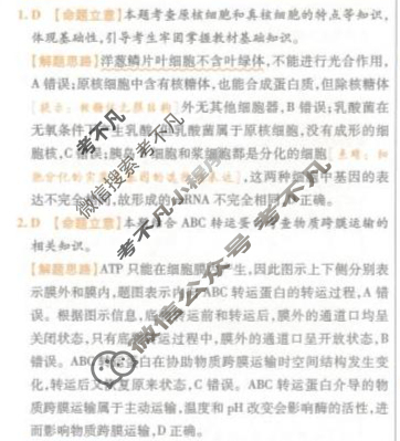 [金考卷·百校联盟(新高考卷)]2024年普通高等学校招生全国统一考试 领航卷(八)8生物答案