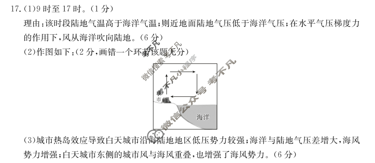 陕西省2023-2024学年高一金太阳12月联考(↑↑)地理A1答案