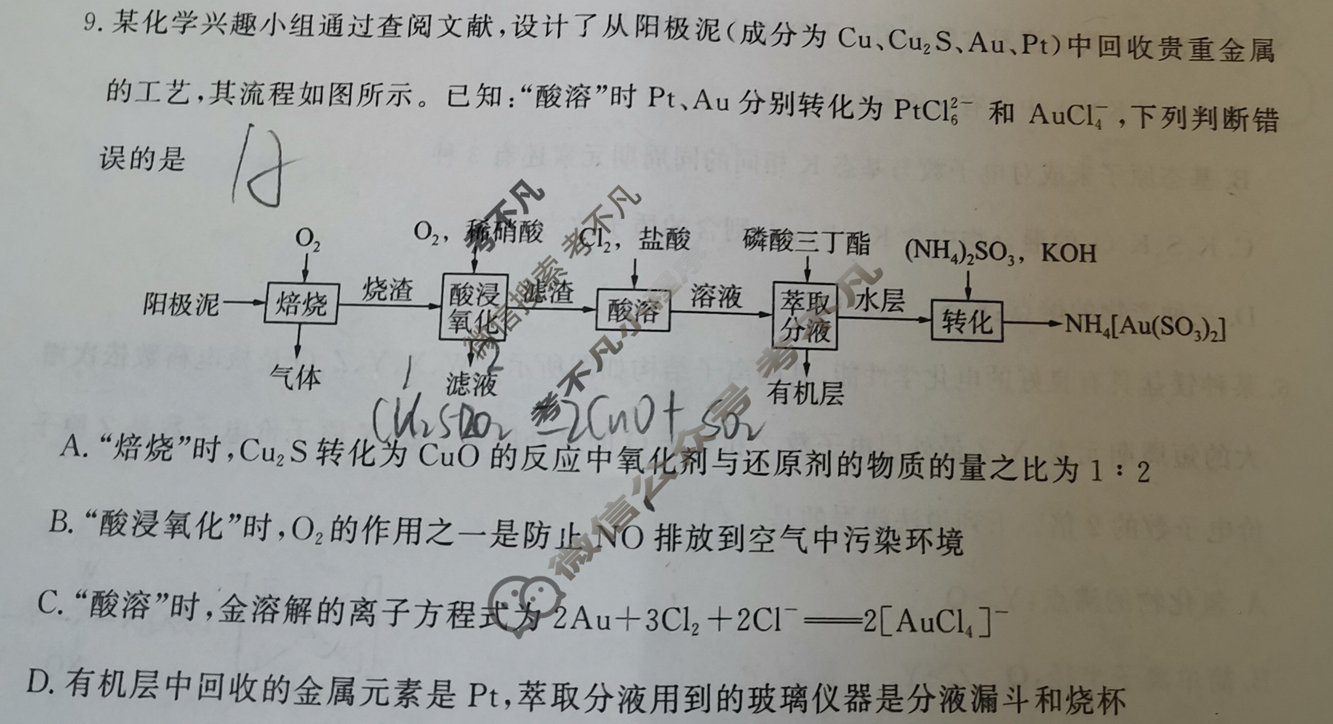 [百师联盟]2024届高三仿真模拟考试(五)5 化学(新教材75分钟)试题