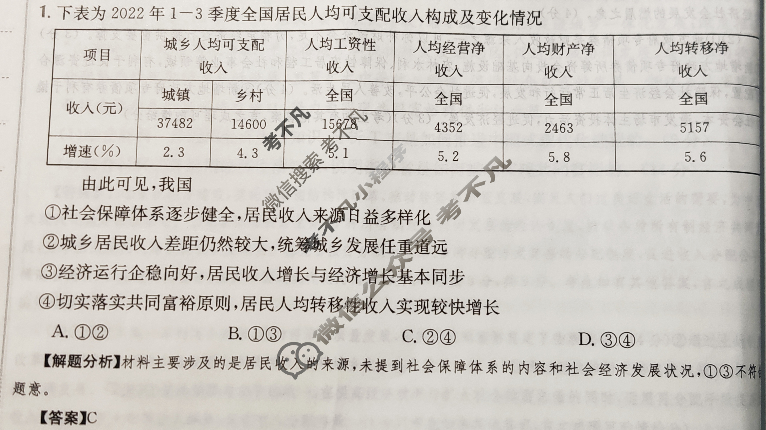 2024年全国100所名校高三AB测试示范卷[24·G3AB·政治-R-必考-QG]政治(六)6答案