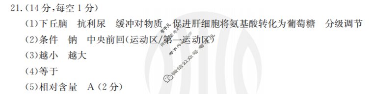 浙江强基联盟2023学年第一学期高二金太阳12月联考(24-183B)生物答案