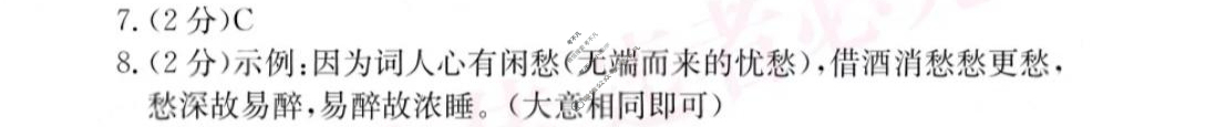 江西省2024届八年级第三次阶段适应性评估[R-PGZX A JX]语文答案