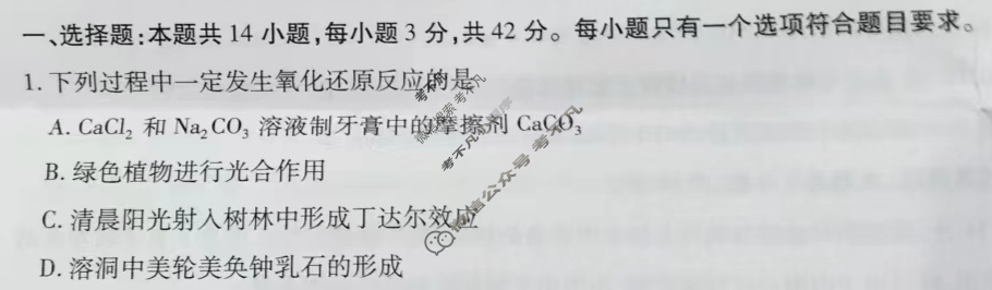 [天一大联考]2023-2024学年高一年级阶段性测试(二)2化学试题