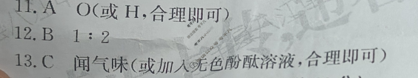 江西省2024届九年级第三次阶段适应性评估[R-PGZX A JX]化学答案