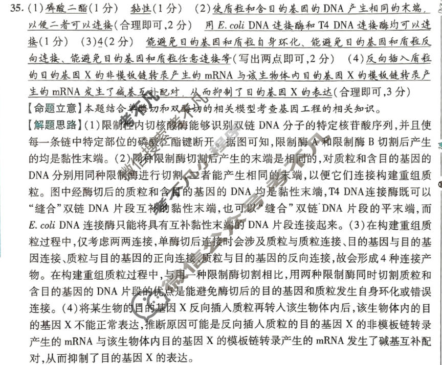 [金考卷·百校联盟(新高考卷)]2024年普通高等学校招生全国统一考试 预测卷(二)2理科综合(新教材)答案