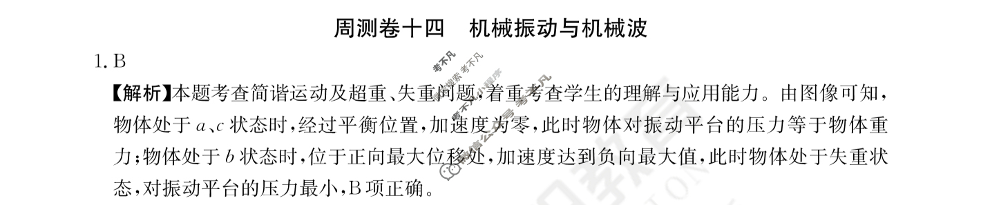 2024年高三第一轮复习周测卷[24·G3ZCJ(新高考)·物理-R-必考-QGA-N]物理(十四)14答案