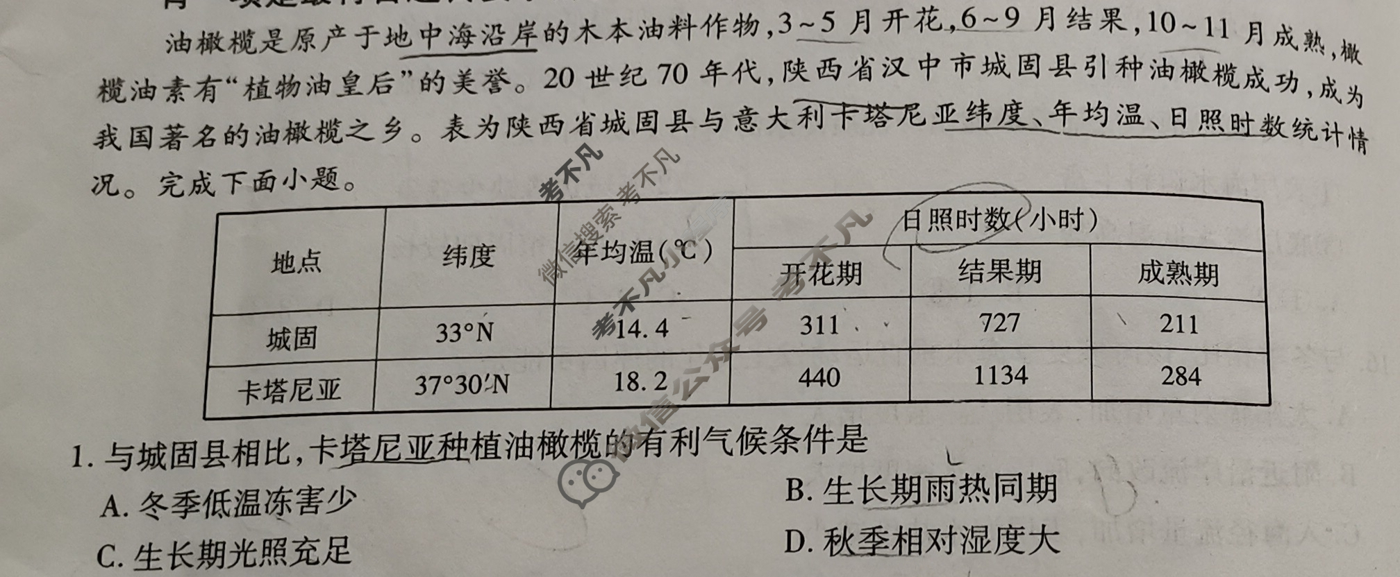 [百师联盟]2024届高三仿真模拟考试(一)1 地理(新教材75分钟)试题