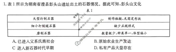 河北省2023-2024学年高一(上)质检联盟金太阳第四次月考(24-258A)历史试题