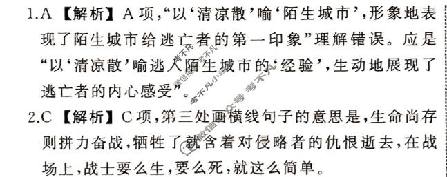 衡中同卷 2023-2024学年度高考总复习专题卷[新高考版]语文(六)6答案