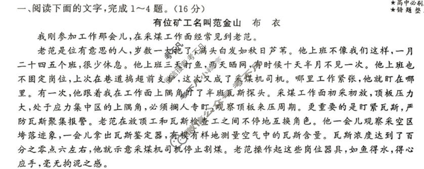 衡中同卷 2023-2024学年度高考总复习专题卷[新高考版]语文(四)4试题