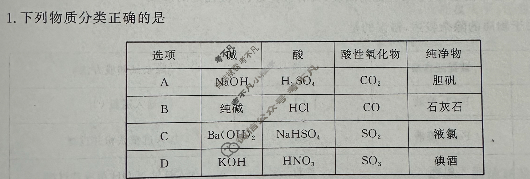 [百师联盟]2023~2024学年度高一1月联考化学试题