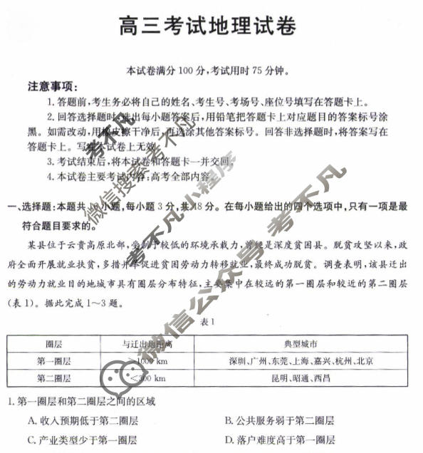 辽宁省2023-2024学年高三金太阳1月联考(24-260C)地理试题