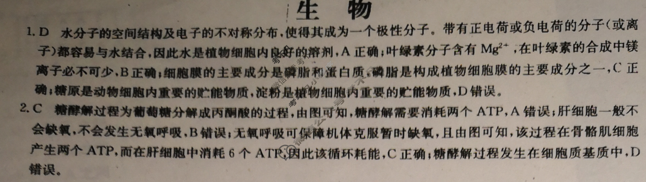 2024年高考单科模拟信息卷[一]1生物(X)XL答案