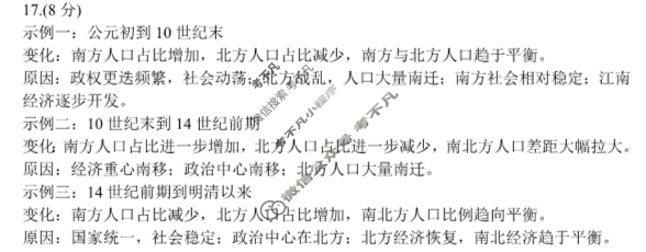 [福建省]厦门市2024届高中毕业班第一次质量检测(厦门一检)历史答案