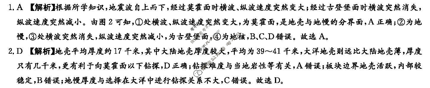 炎德英才大联考(长郡版)长郡中学2023年下学期高一期末考试地理答案