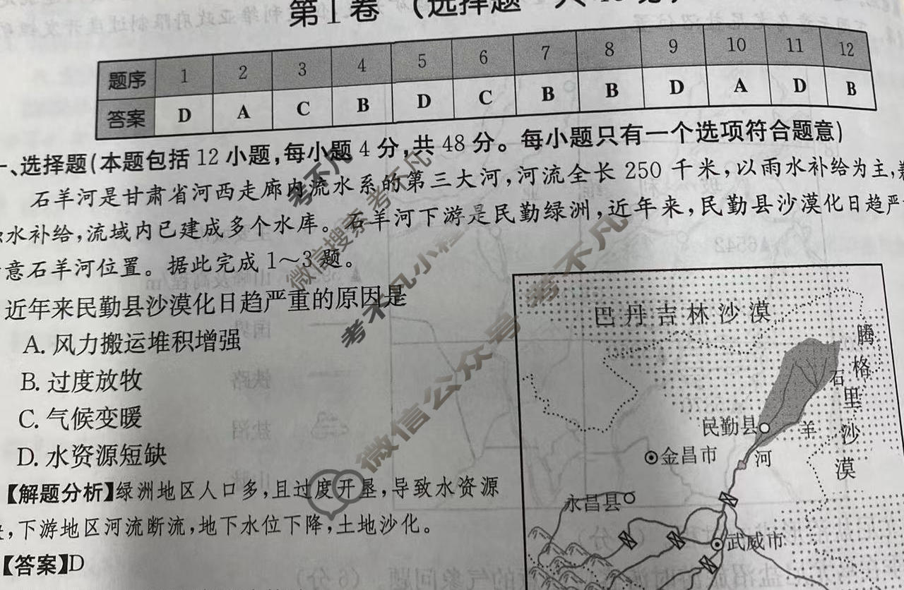2024年高三第一轮复习周测卷[24·G3ZCJ(新高考)·地理-R-必考-QGB]地理(二十)20答案
