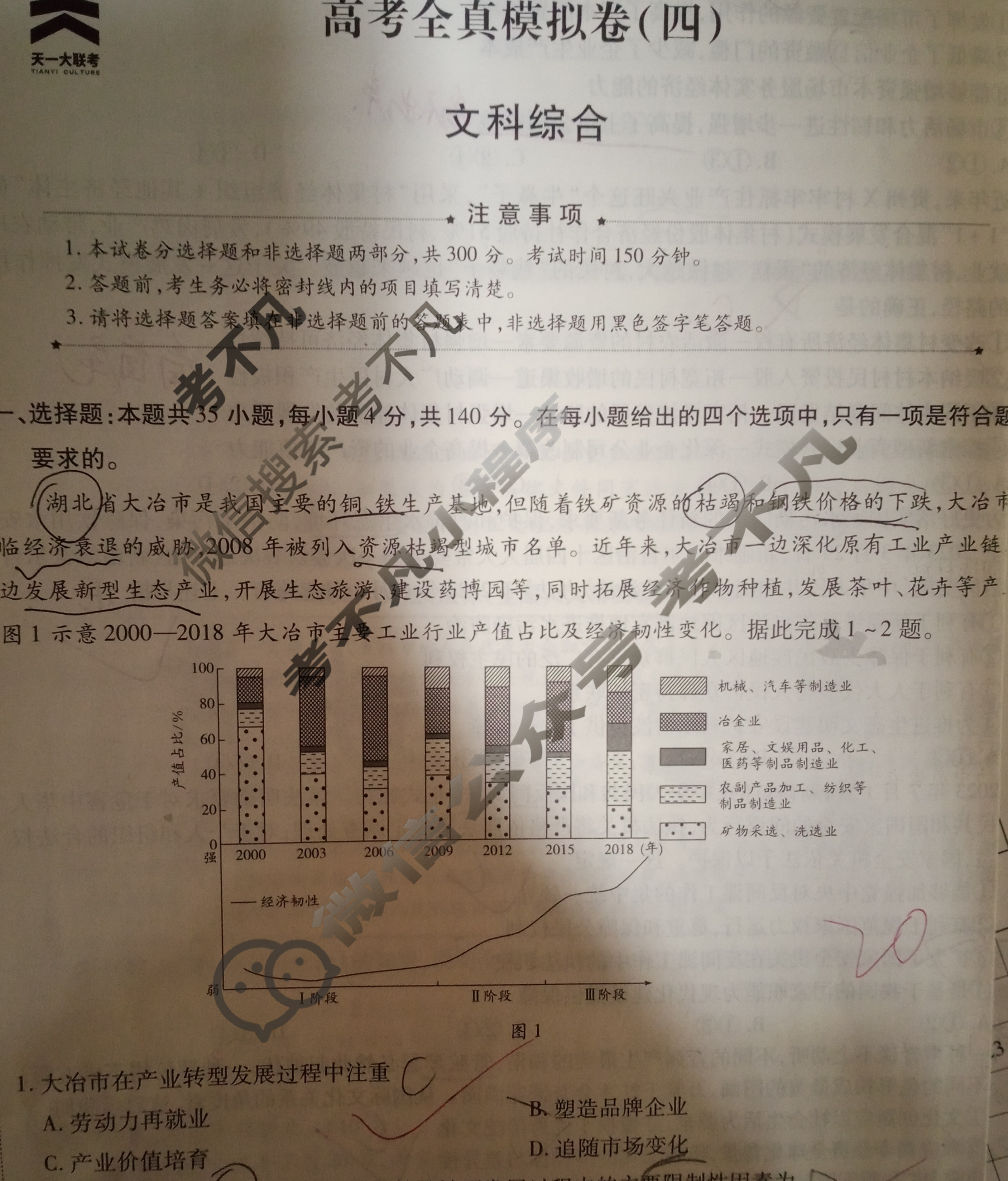 [天一大联考]高三2024届高考全真模拟卷(四)4文科综合(新教材)试题