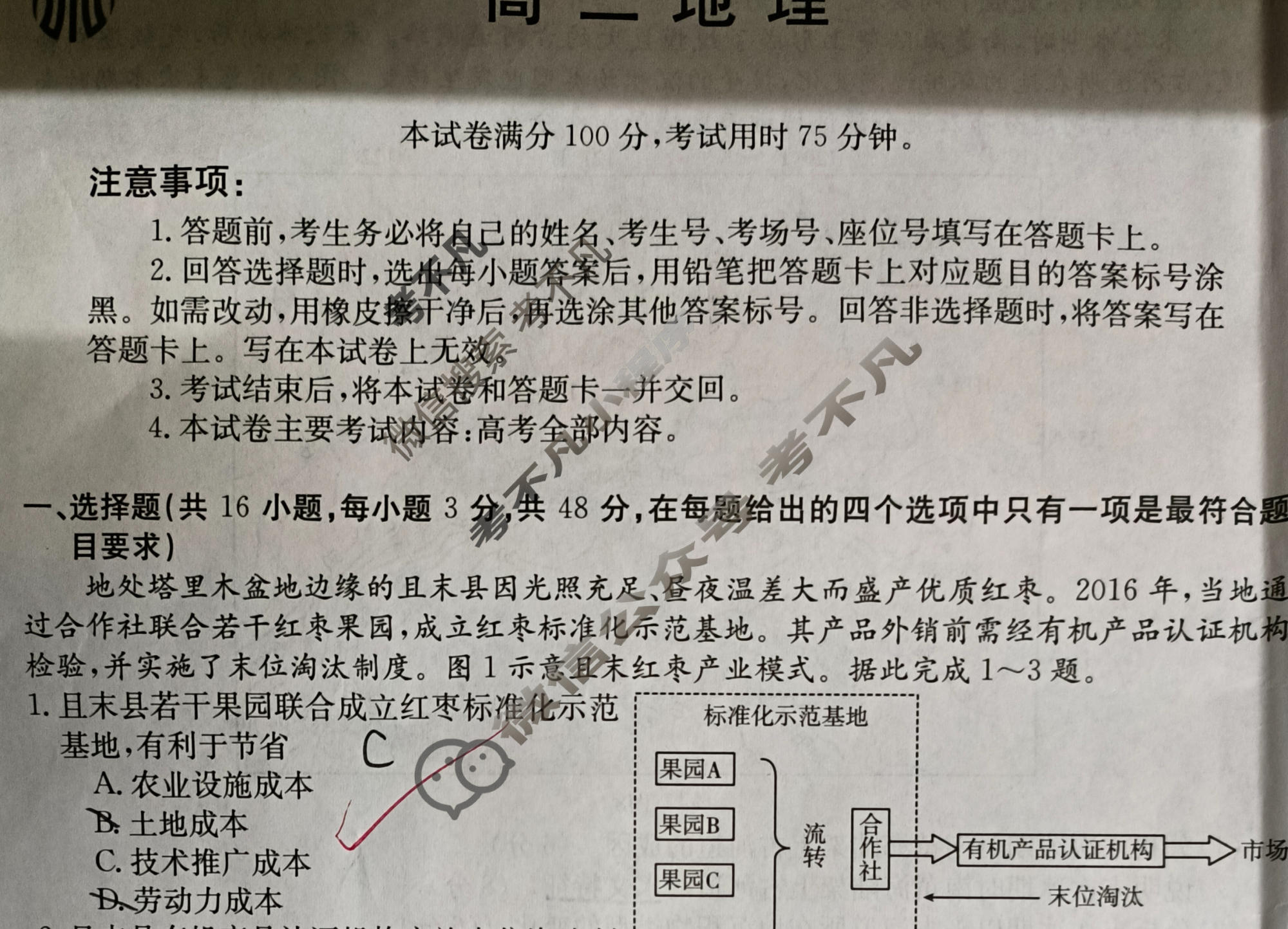 广东省2023-2024学年高三金太阳期末考试(24-271C)地理试题