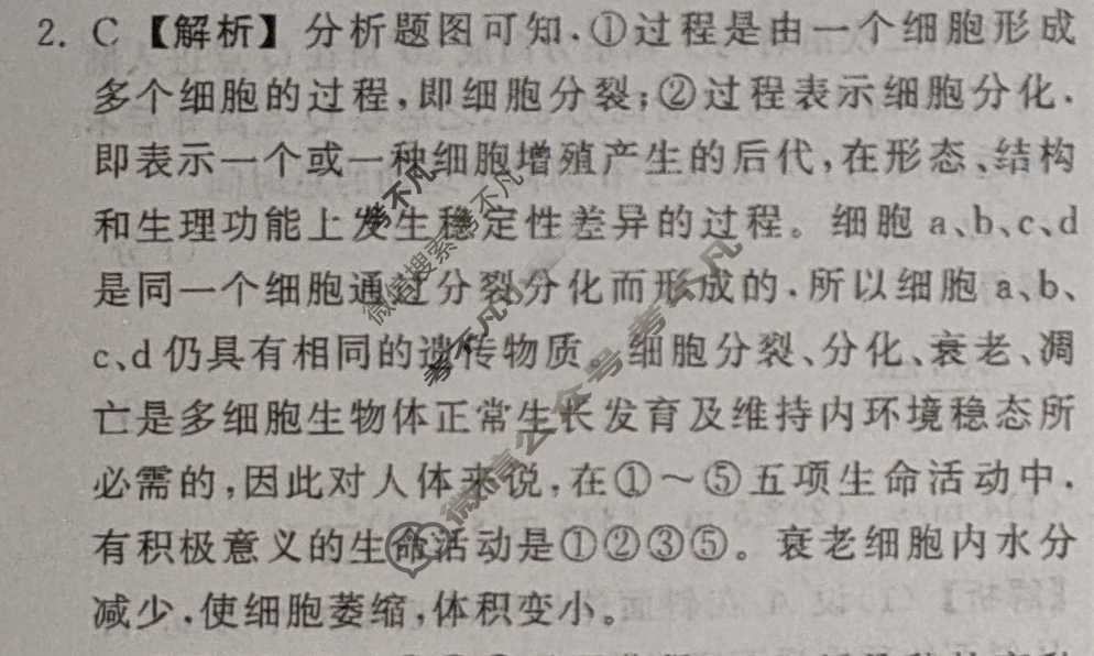 2024届衡中同卷 调研卷[全国卷]理科综合(四)4答案
