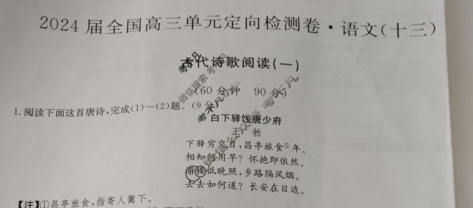 [九师联盟]2024届全国高三单元定向检测卷 语文(十三)13试题