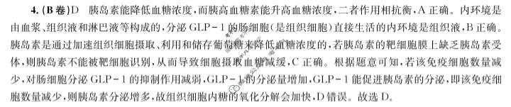 [厚德诚品]2024届周周清名师点拨卷 第(十)10周生物答案