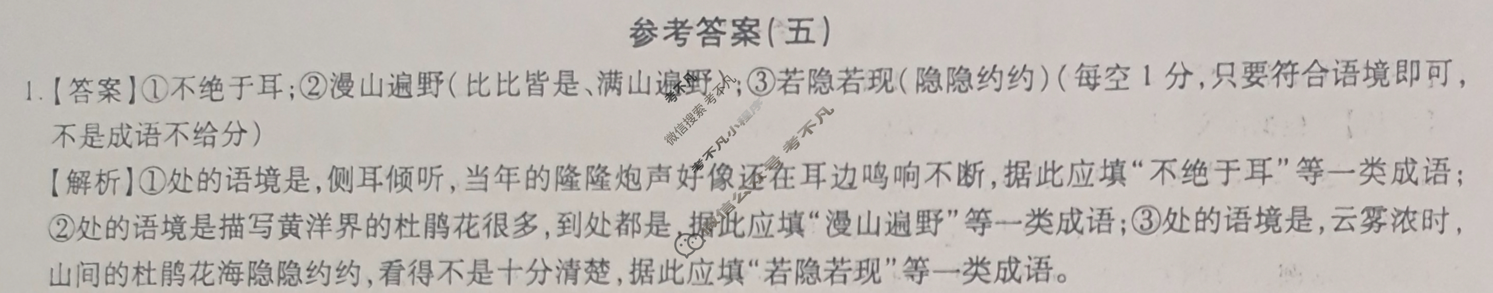 [智慧上进]2024届限时训练·单科模拟必刷卷·语文(五)5答案
