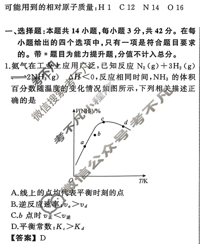 衡中同卷 2023-2024学年度高考总复习专题卷[新教材版J]化学(十一)11答案