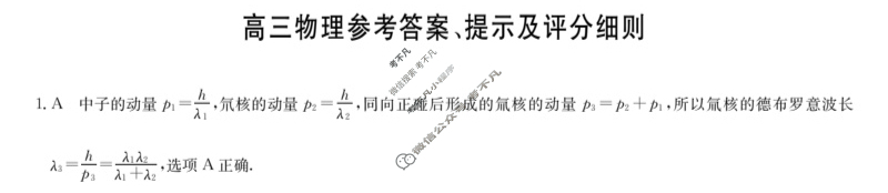 [九师联盟]2024届高三2月质量检测物理X答案