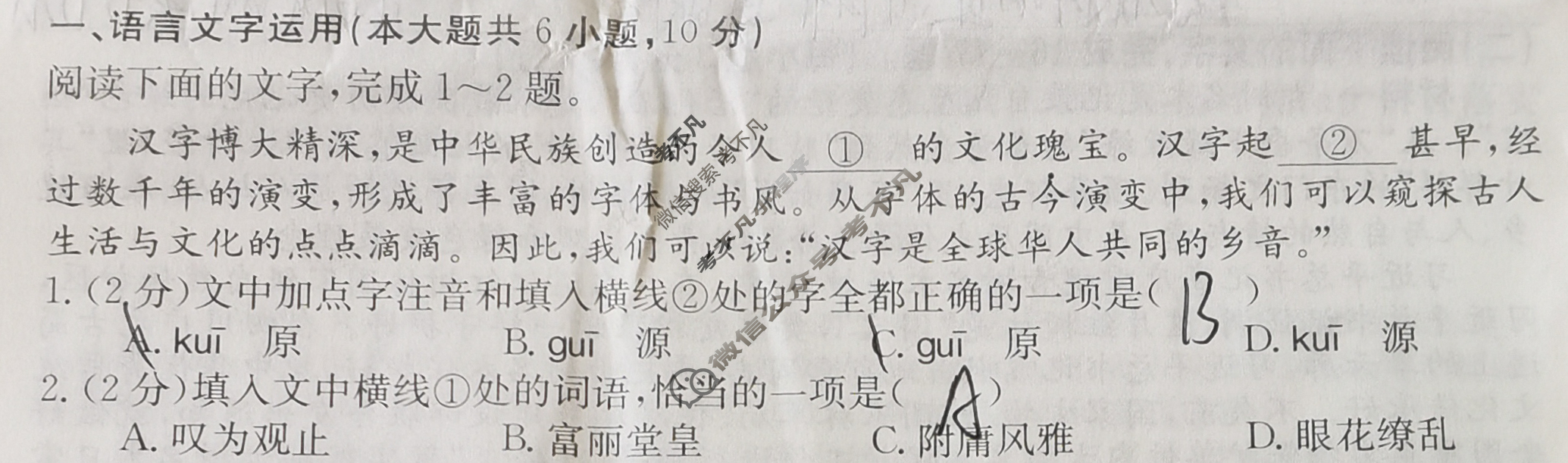 江西省2024届九年级第五次阶段适应性评估[R-PGZX A JX]语文试题