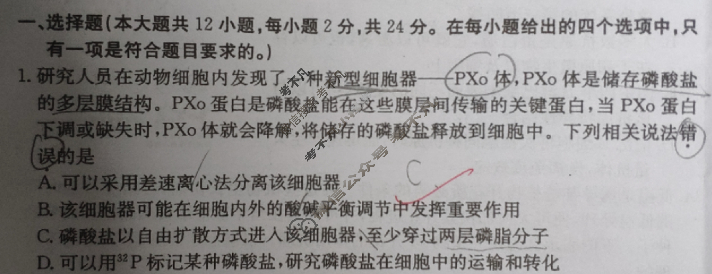 江西省2024年普通高中学业水平选择性考试·生物学(四)4[24·(新高考)ZX·MNJ·生物学·JX]试题