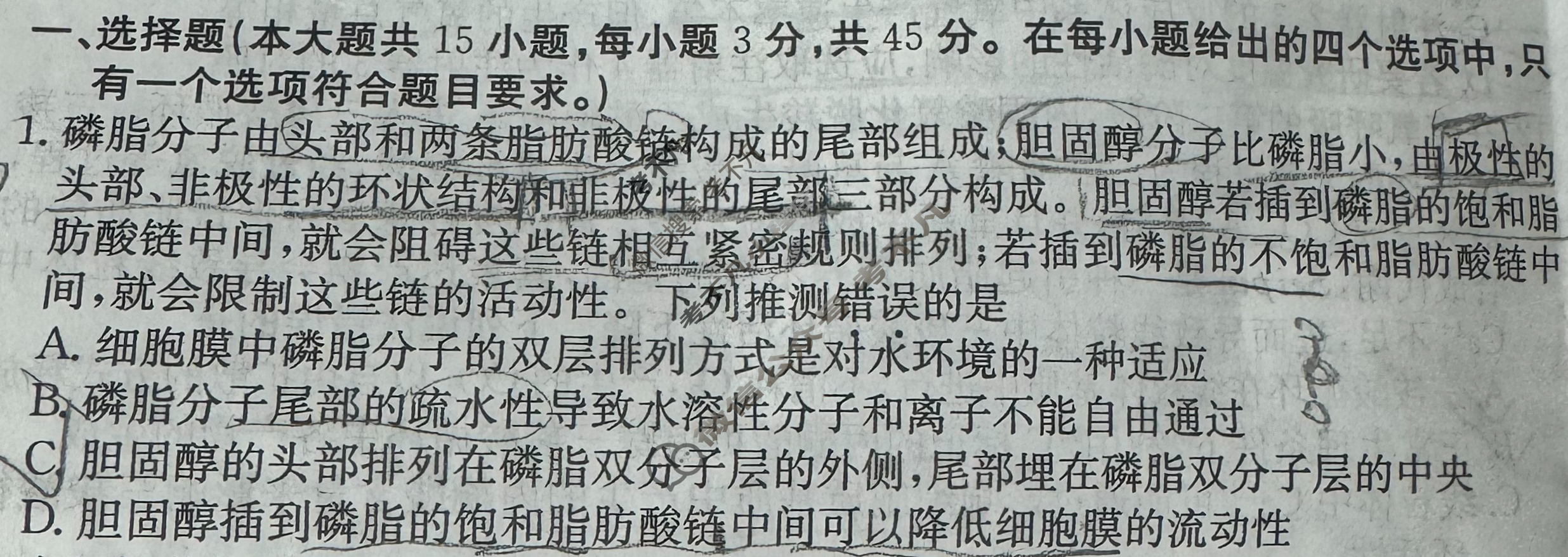 安徽省2024年普通高中学业水平选择性考试·生物学(七)7[24·(新高考)ZX·MNJ·生物学·AH]试题