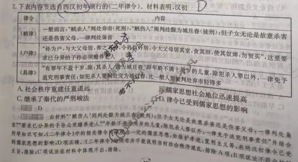 2024年100所名校高考模拟金典卷[24新高考·JD·历史-JX]历史(三)3答案