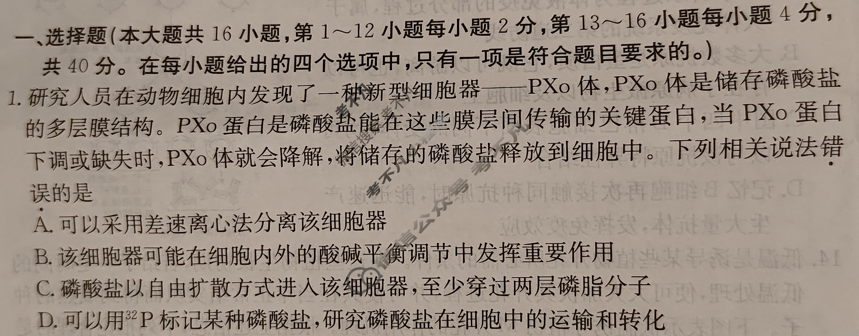 广西省2024年普通高中学业水平选择性考试·生物学(四)4[24·(新高考)ZX·MNJ·生物学·GX]试题