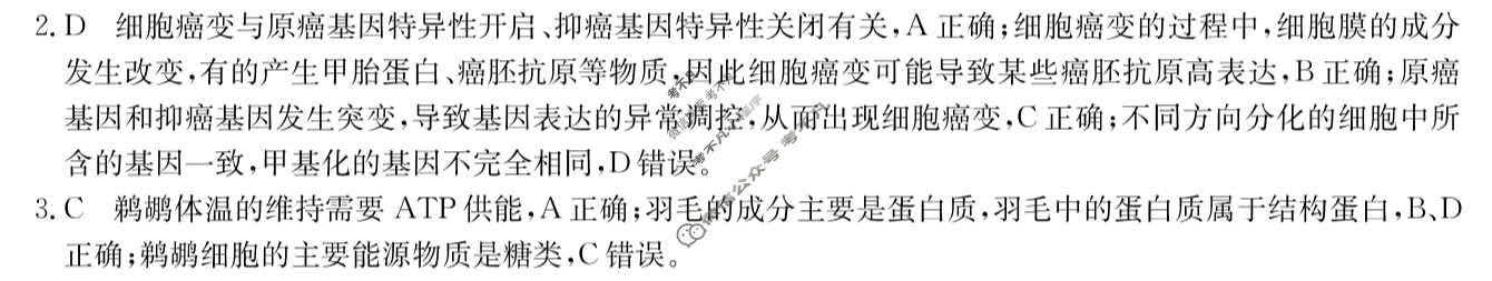 高三2024年普通高校招生选考科目考试模拟调研卷(四)4生物AY答案