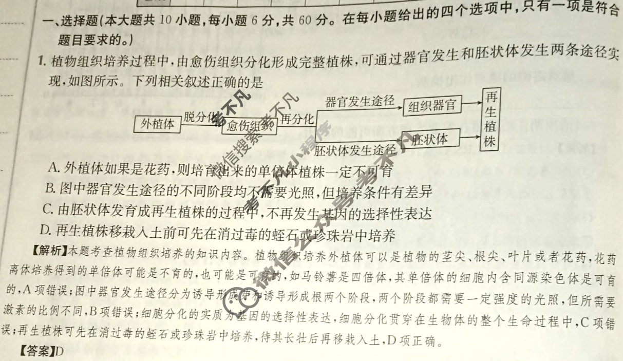 2024年高三第一轮复习周测卷[24·G3ZCJ(新高考)·生物学-R-必考-QGB]生物(二十六)26答案