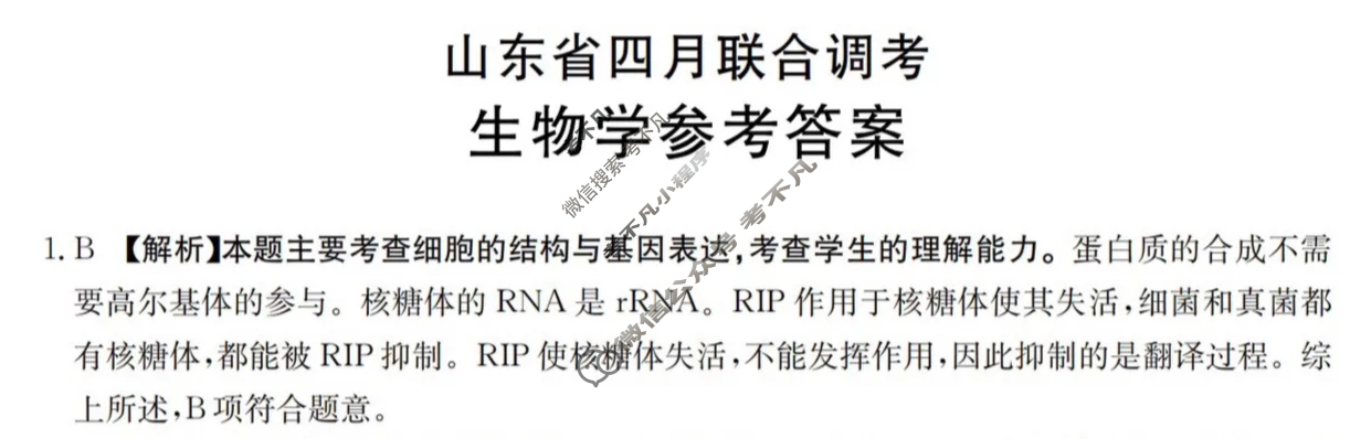 山东省金太阳2024届高三4月联考(24-411C)生物答案