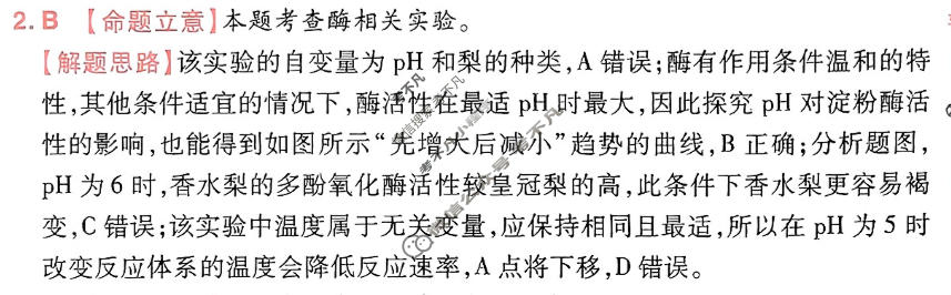 [金考卷·百校联盟]2024年普通高等学校招生全国统一考试 押题卷(一)1生物(新教材)答案