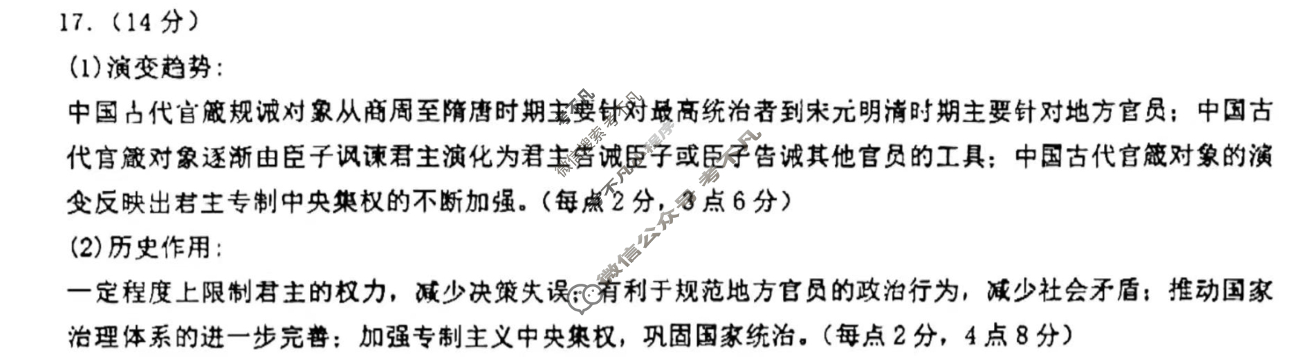 2024届高三适应性考试(2024年4月)历史答案