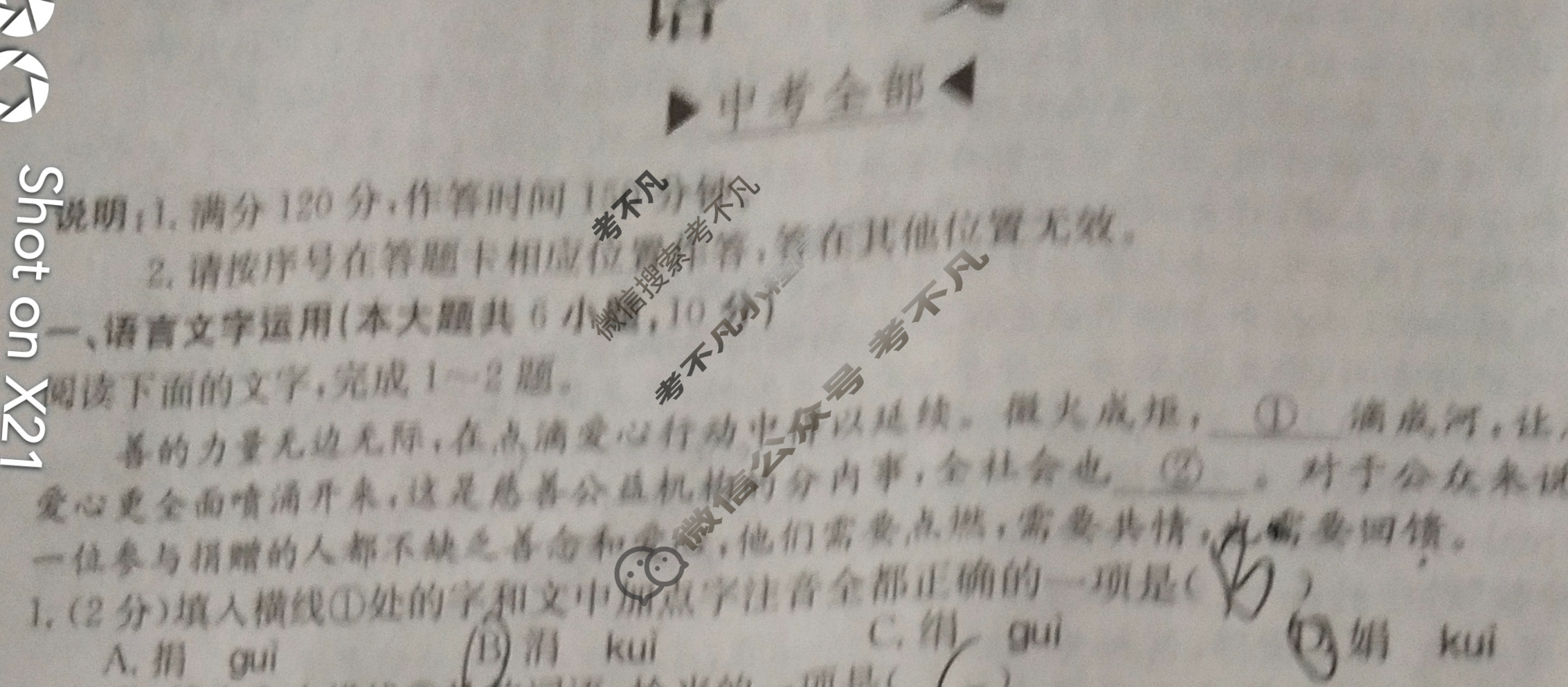 江西省2024届九年级第六次阶段适应性评估[R-PGZX A JX]语文试题