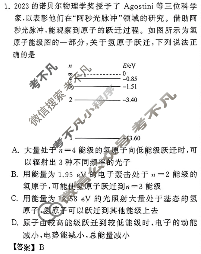 衡中同卷 2024届 信息卷[新教材版L]物理(六)6答案