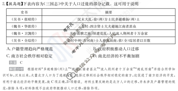 2024年100所名校高考模拟金典卷[24新高考·JD·历史-FJ]历史(八)8答案