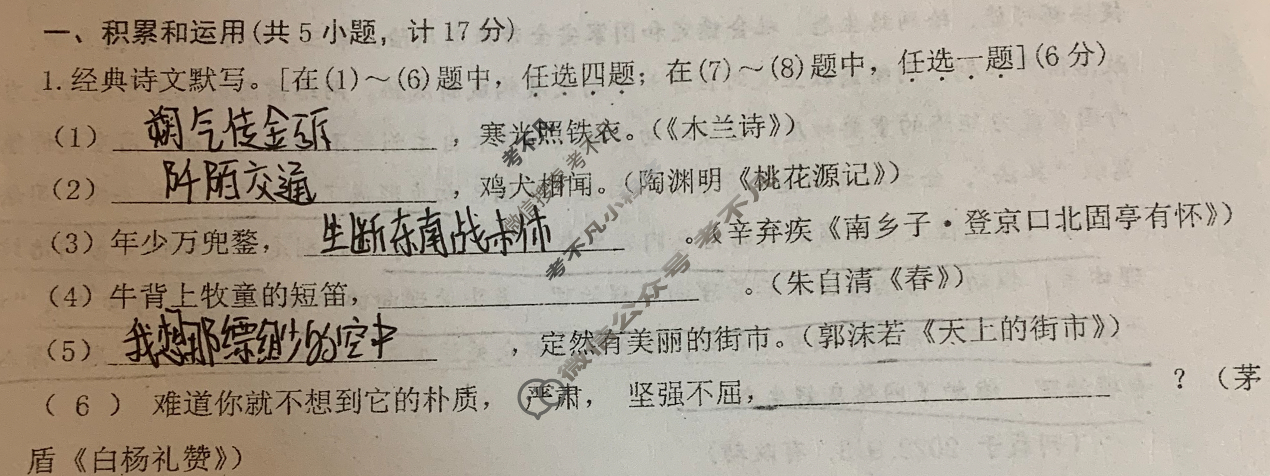 [中考]2024年陕西省初中学业水平考试全真模拟(三)3语文A试题