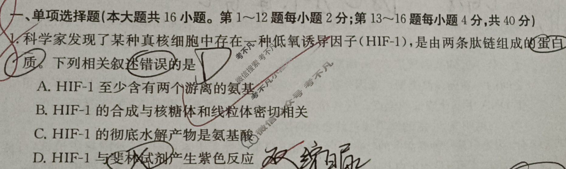 金太阳广西2023-2024学年度高二年级阶段性期中考试(24-498B)生物试题