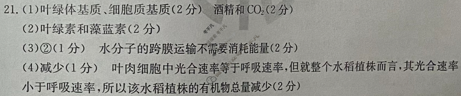 云南省2024届高一金太阳4月联考(24-438A)生物答案