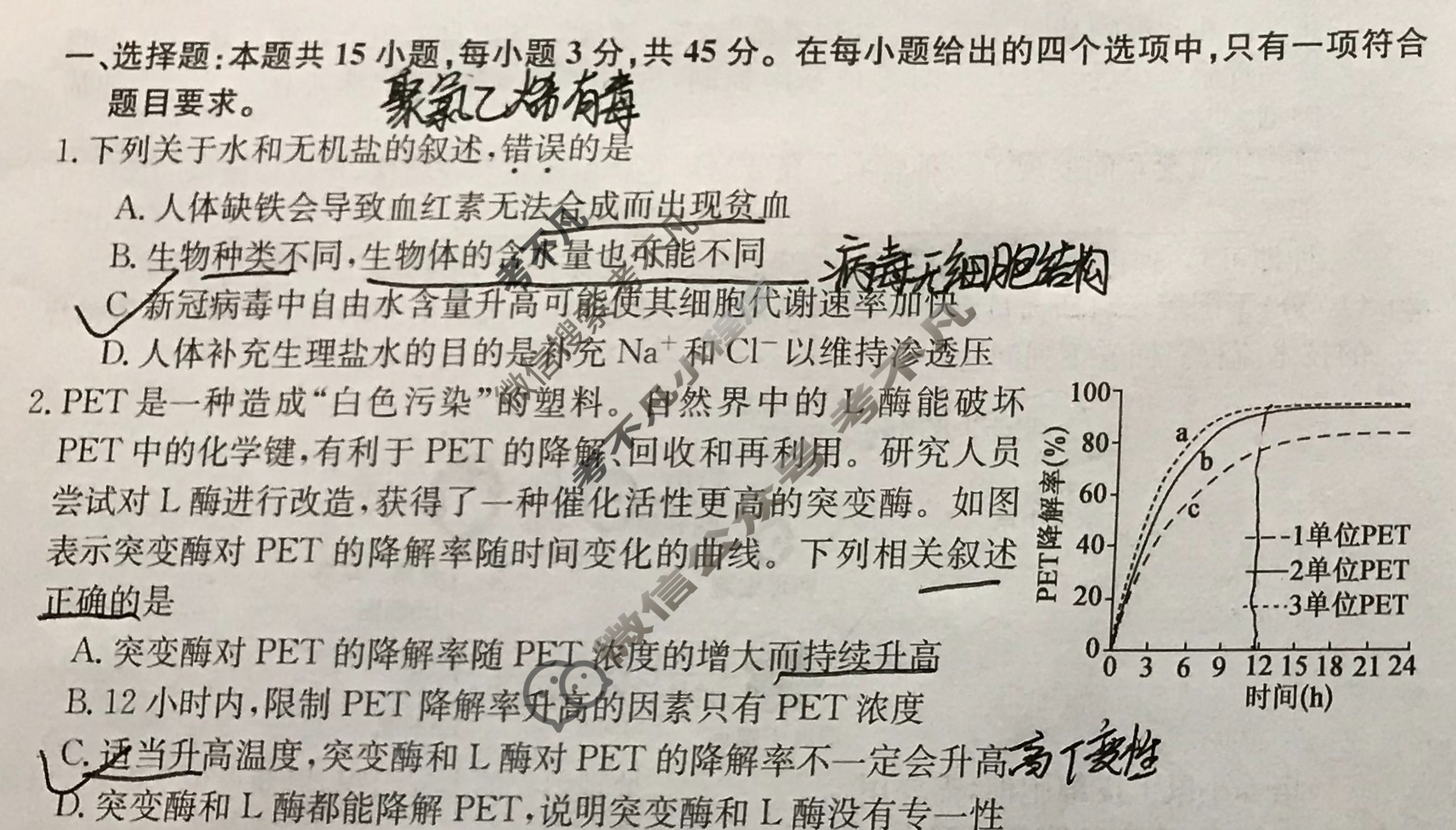安徽省高三2024年普通高中学业水平选择性考试·仿真模拟卷(新高考)安徽(一)1生物(安徽)试题